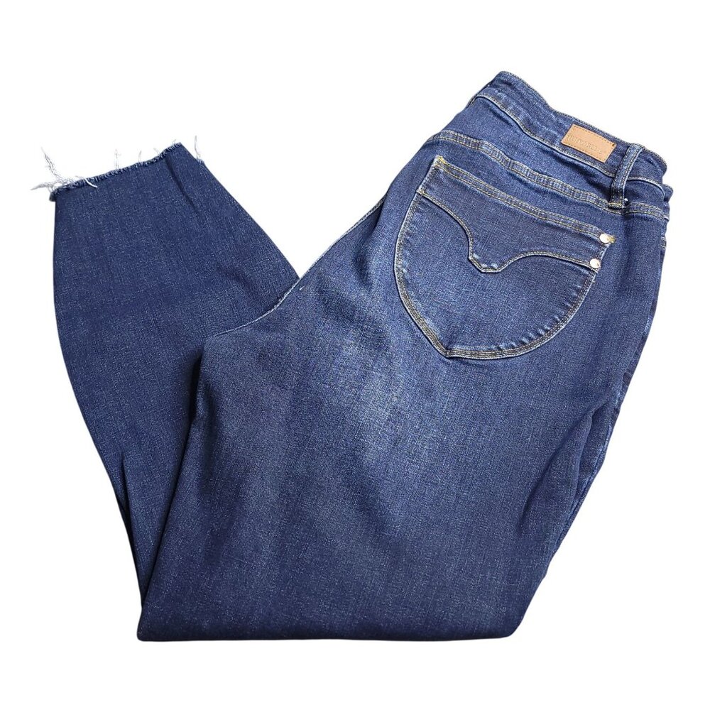 Judy Blue Womens Skinny Fit Distressed Ankle Jeans 16W Medium Wash Raw Hem